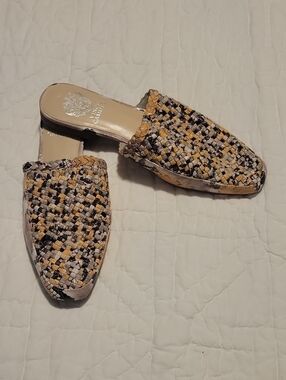 Vince Camuto Yellow Multi Woven Slip-On Mules